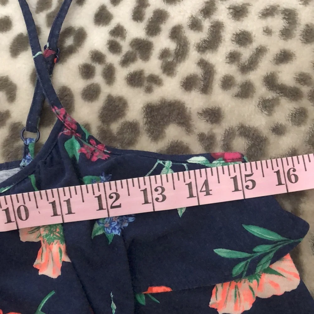 Old Navy Girls Ruffle Cami Tank Top Blue Floral size XL 14